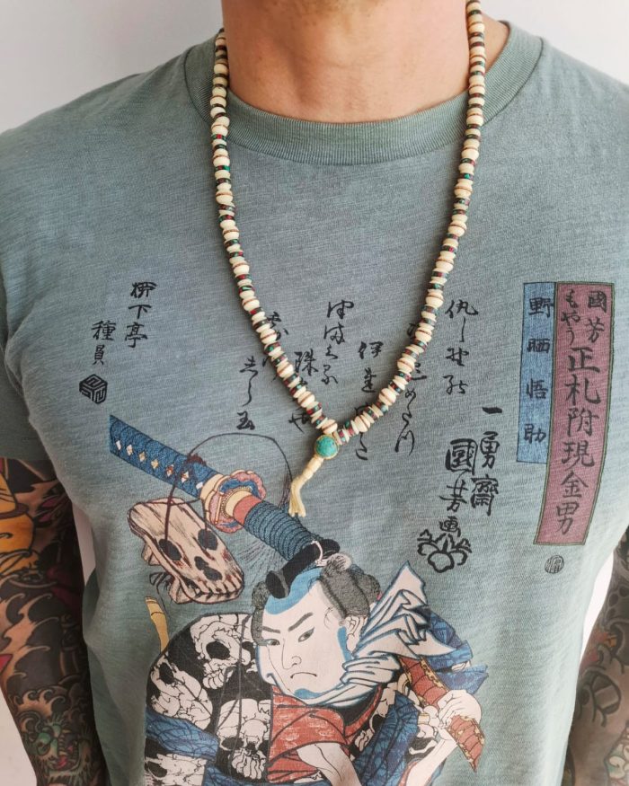 Japa Mala color Blanco de Cuentas de Hueso Incrustadas – Meditación y Energía Espiritual