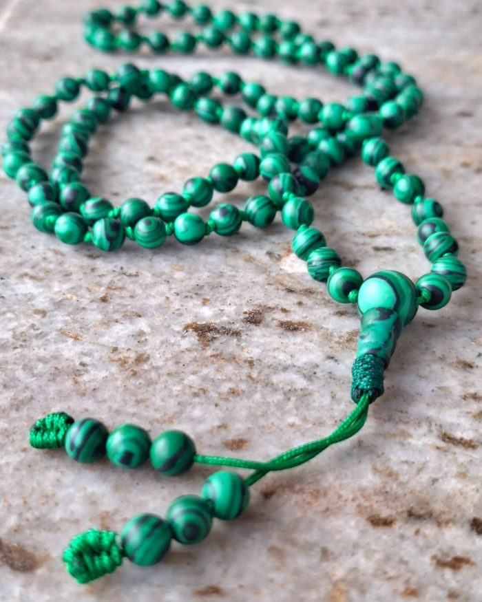 Japa Mala de 108 Cuentas Imitación Malaquita – Accesorio Espiritual
